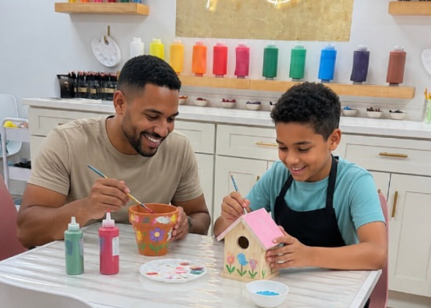 Family Studio Morning: Paint Birdhouses and Flower Pots